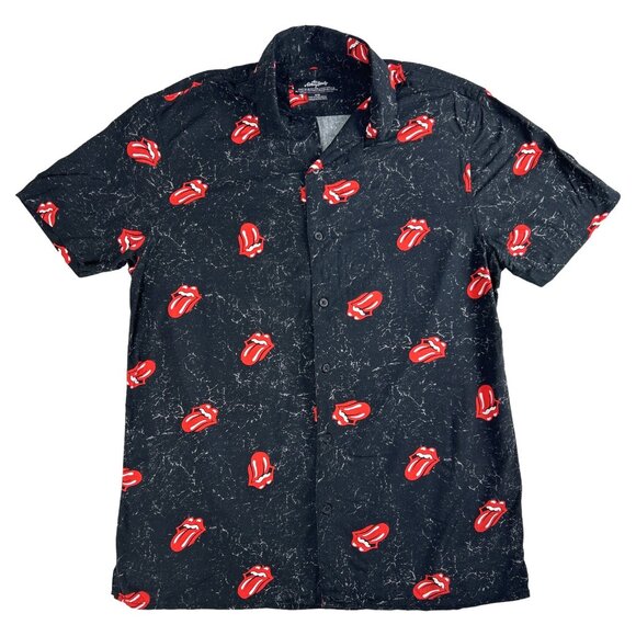 Rolling Stones Hot Lips Button Up Shirt Unisex Band Shirt, Size Medium - Picture 1 of 10